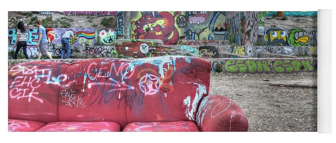 Grafitti Yoga Mat featuring the photograph Grafitti Couch by Jane Linders