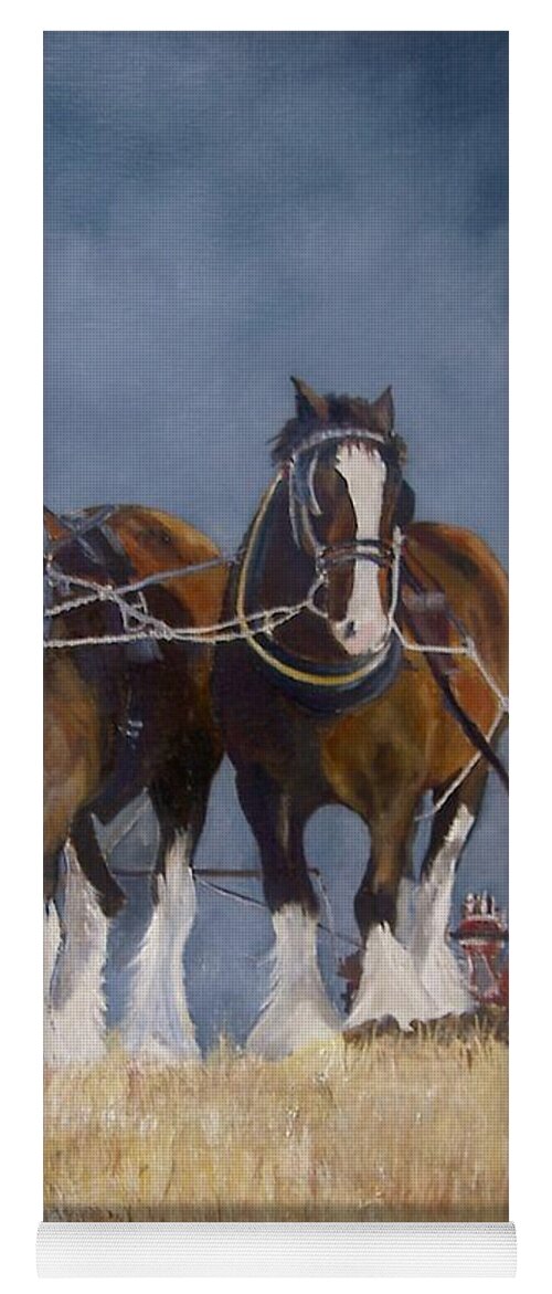 Horses Yoga Mat featuring the painting Graft by Barry BLAKE