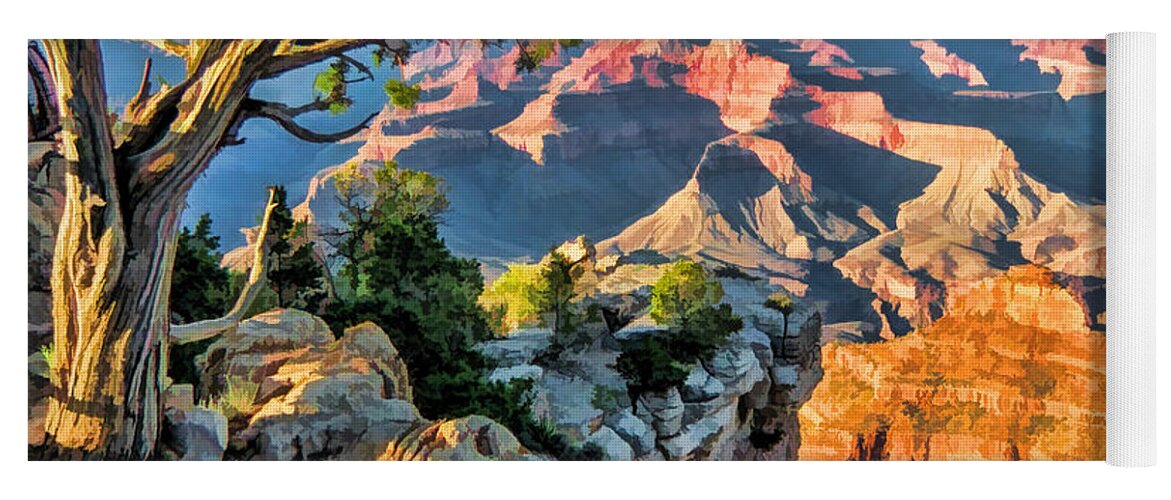 Grand Canyon Yoga Mat featuring the painting Grand Canyon National Park Ledge by Christopher Arndt