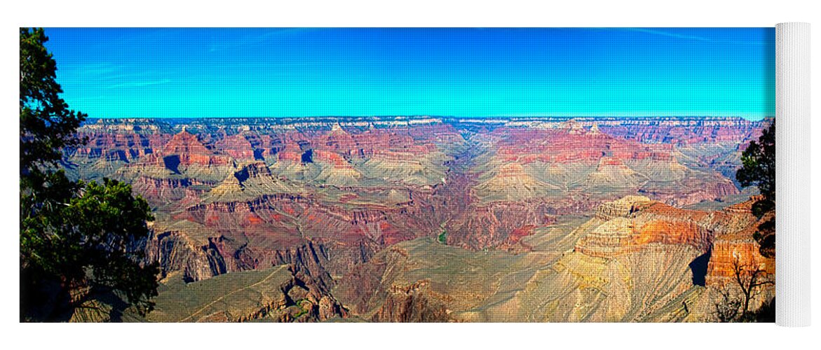 If You Look Closely You Can See The Colorado River ...sort Of. The Grand Canyon Is Definitely Breathtaking And I Hope You Agree That I Captured A Little Of It's Beauty. Yoga Mat featuring the photograph Grand Canyon Panorama by Penny Lisowski