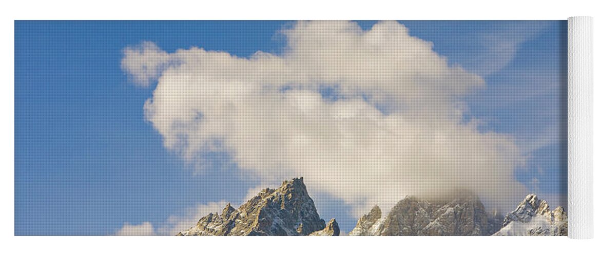 00431126 Yoga Mat featuring the photograph Grand Teton Peak And Cumulus Clouds by Yva Momatiuk and John Eastcott