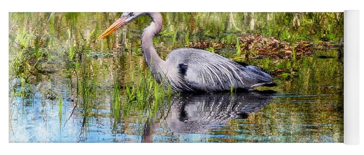 Florida Yoga Mat featuring the painting Great Blue Hunter by Barbara Chichester
