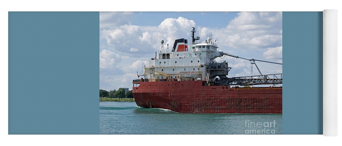 Freighter Yoga Mat featuring the photograph Great Lakes Transport by Ann Horn
