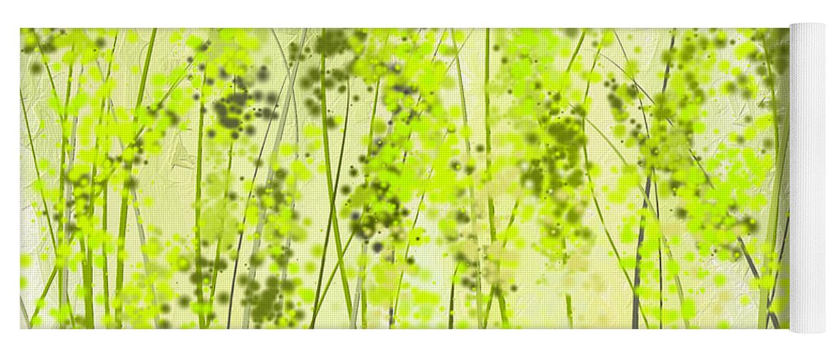 Light Green Yoga Mat featuring the painting Green Abstract Art by Lourry Legarde