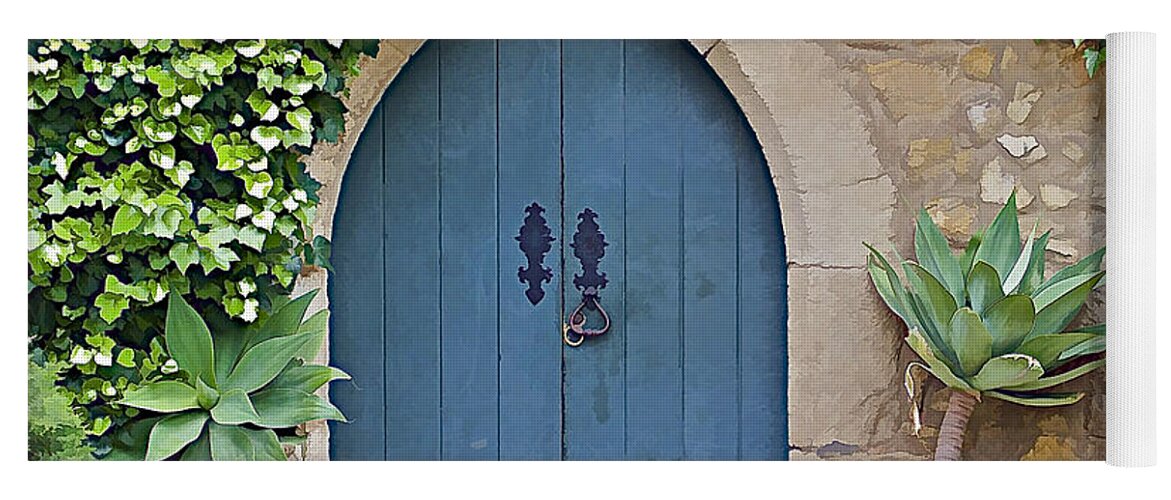 Abandon Yoga Mat featuring the photograph Green Castle Door of Obidos by David Letts
