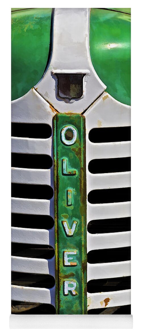 Agriculture Yoga Mat featuring the photograph Green Oliver Farm Tractor by David Letts