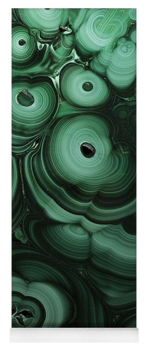 Green Yoga Mat featuring the photograph Green patterns of malachite by Jaroslaw Blaminsky