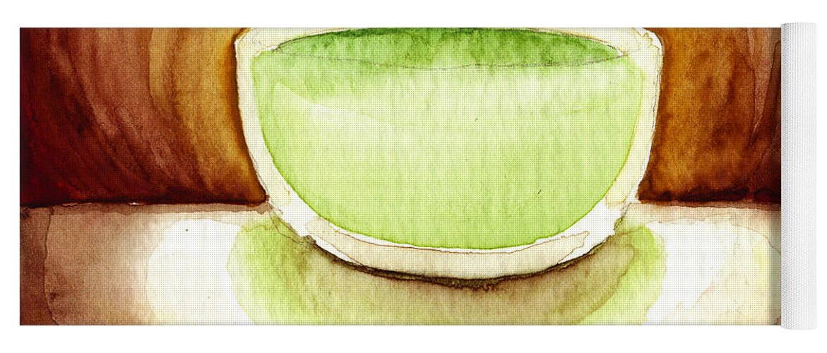 Cup Of Tea Yoga Mat featuring the painting Green Tea by Michelle Bien