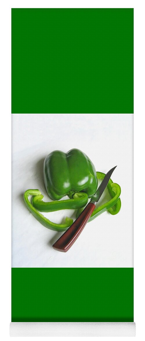 Food Yoga Mat featuring the photograph Green Veggie Munchie by Ann Horn