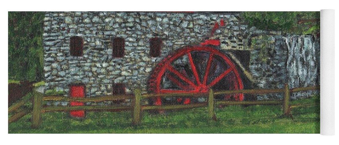 Landscape Yoga Mat featuring the painting Grist Mill at Wayside Inn by Cliff Wilson
