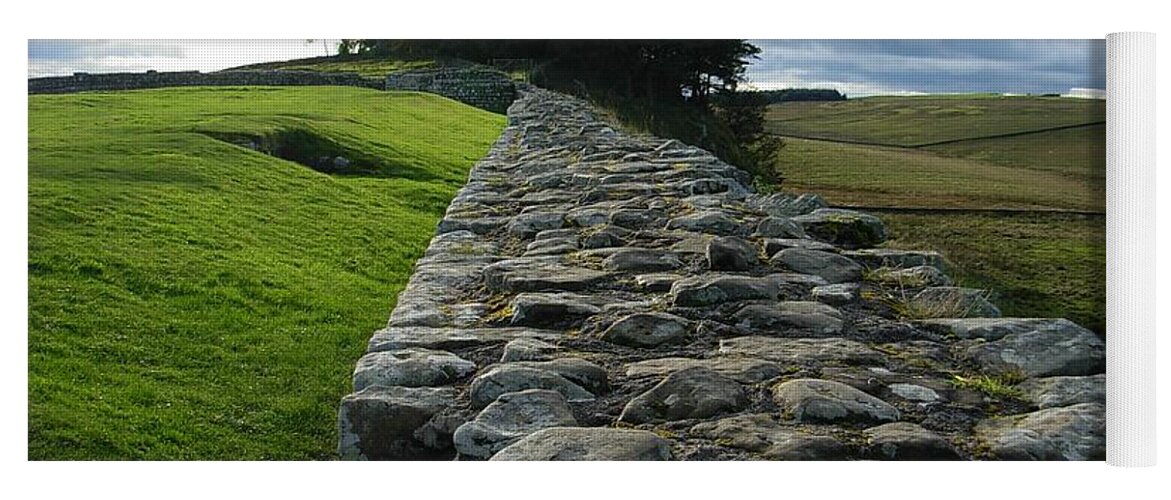 Hadrian's Wall Yoga Mat featuring the photograph Hadrian's Wall At Northumbria by Joan-Violet Stretch