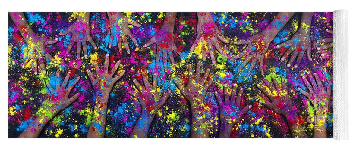 Hands Yoga Mat featuring the photograph Hands of Colour by Tim Gainey
