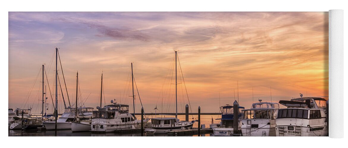 Boats Yoga Mat featuring the photograph Harbor at Jekyll Island by Debra and Dave Vanderlaan