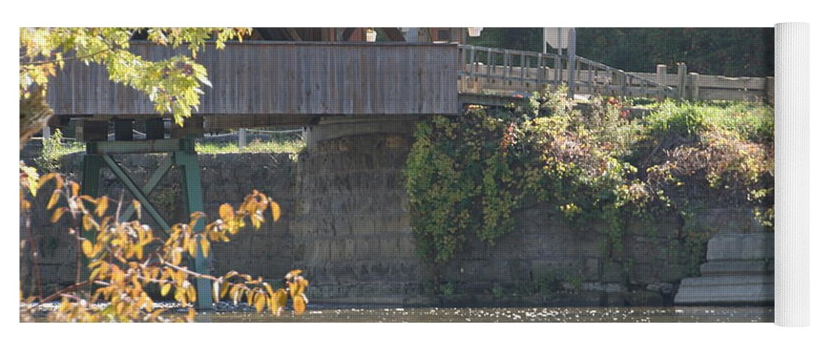 Covered Bridge Yoga Mat featuring the photograph Harpersfield Covered Bridge by Valerie Collins