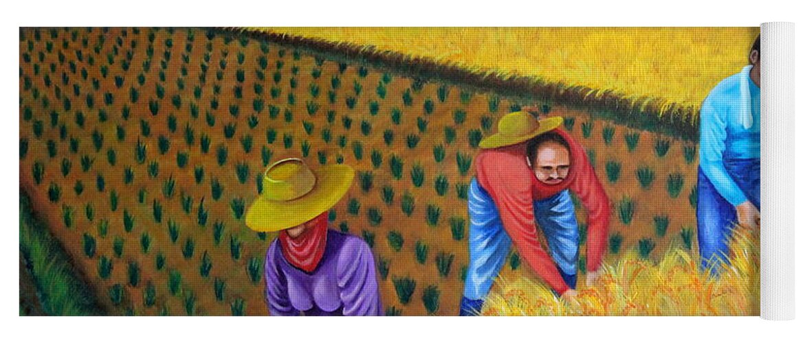 All Products Yoga Mat featuring the painting Harvest Season by Lorna Maza
