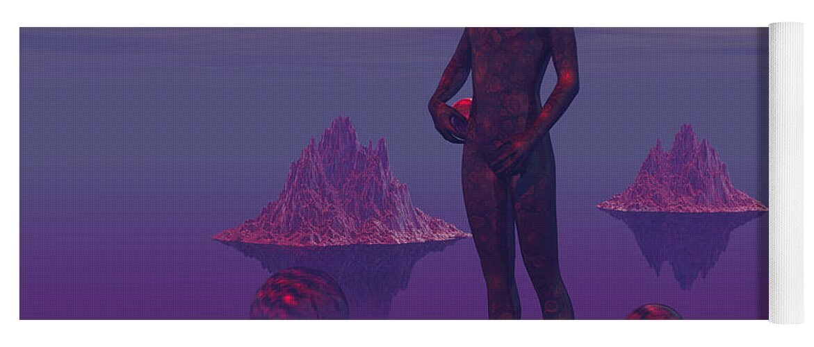 Alien Yoga Mat featuring the digital art Harvesting the Mist by Judi Suni Hall