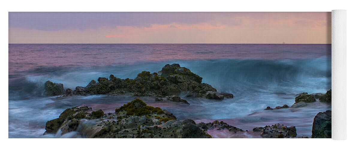 Hawaii Yoga Mat featuring the photograph Hawaiian Waves at Sunset by Bryant Coffey