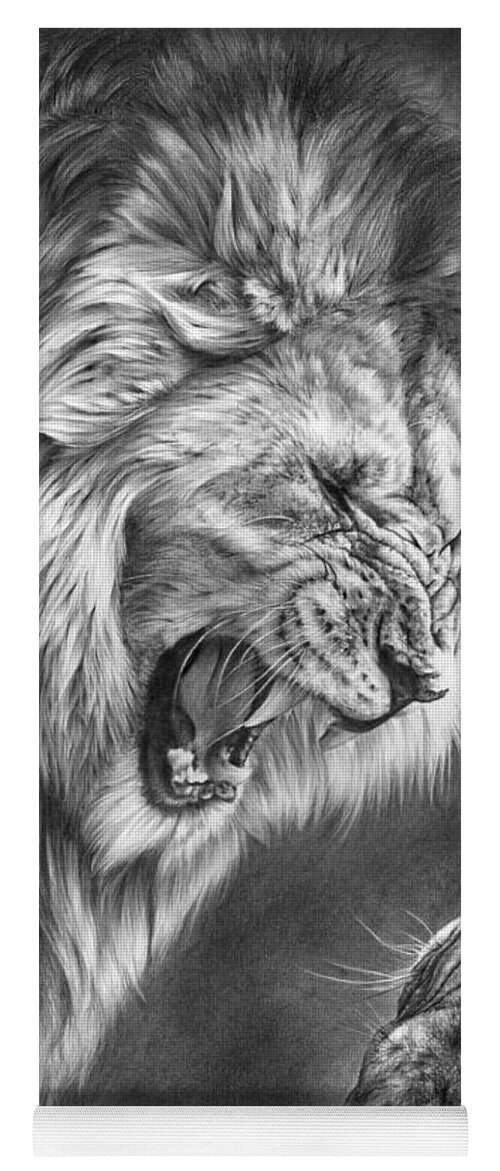 Lion Yoga Mat featuring the drawing Heat Of The Night by Peter Williams