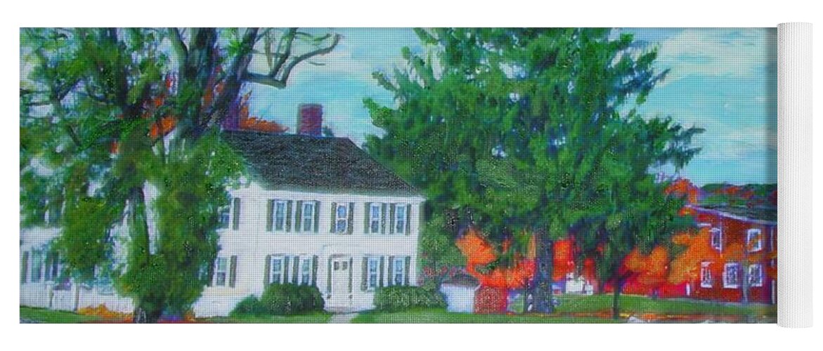 Telechron Yoga Mat featuring the painting Henry Warren House and Barn by Cliff Wilson
