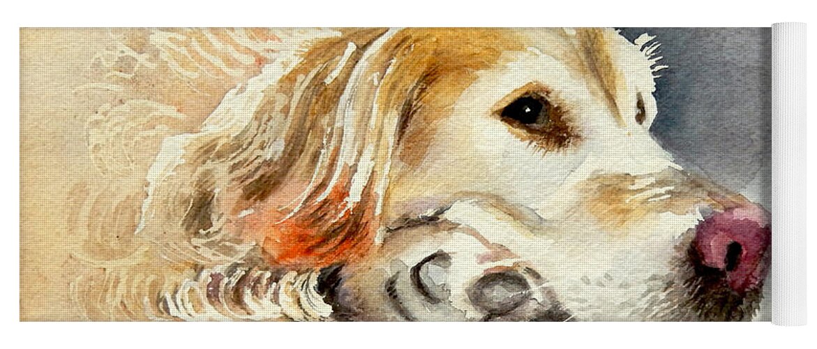 Dog Yoga Mat featuring the painting Her Dog by Yoshiko Mishina
