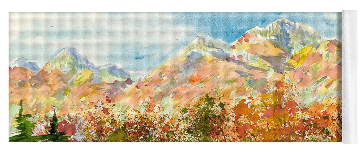 Mountains Yoga Mat featuring the painting Highlands Autumn by Walt Brodis