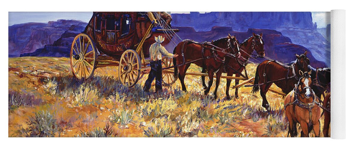 Stagecoach Yoga Mat featuring the painting Hitchin by Page Holland