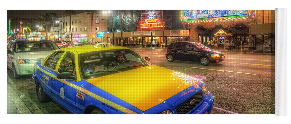 Yhun Suarez Yoga Mat featuring the photograph Hollywood Taxi by Yhun Suarez