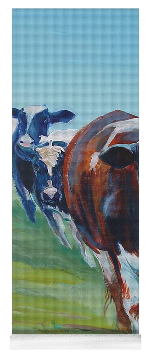 Cow Yoga Mat featuring the painting Holstein Friesian Cows by Mike Jory