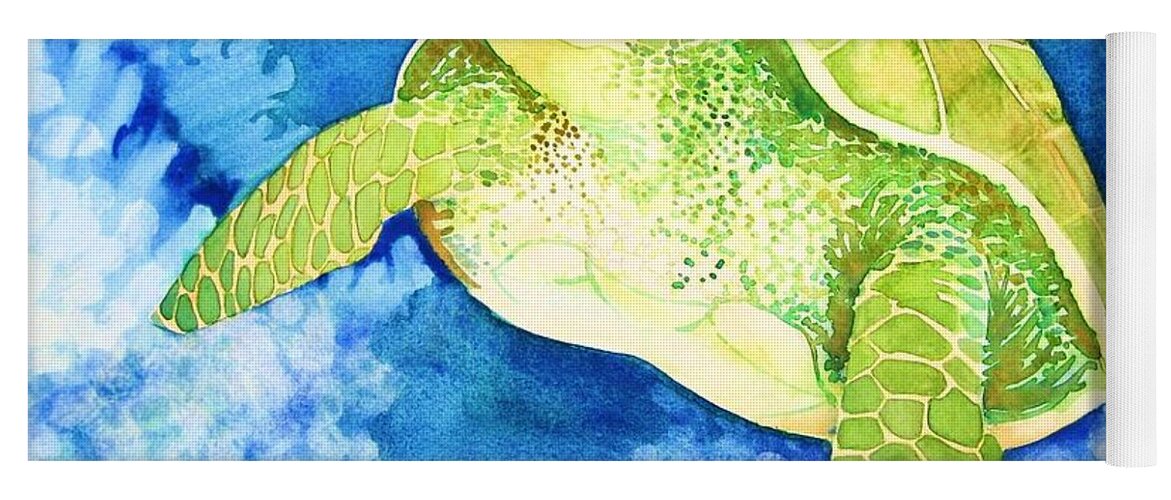 Nature Yoga Mat featuring the painting Honu by Frances Ku