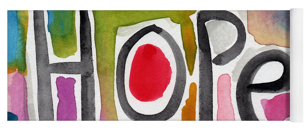 Hope Yoga Mat featuring the painting Hope- colorful abstract painting by Linda Woods