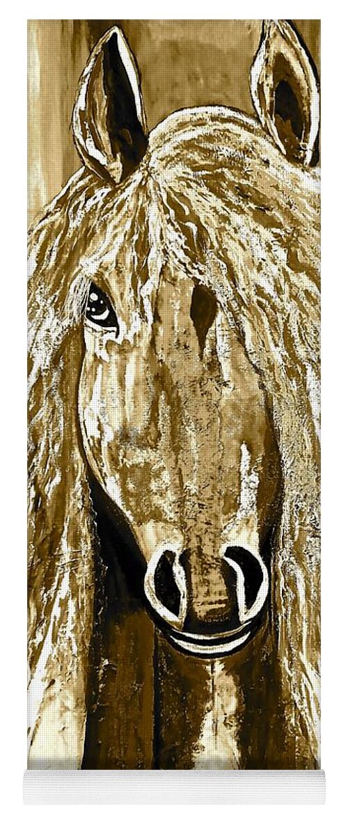 Horse Yoga Mat featuring the painting Horse Abstract Neutral by Saundra Myles