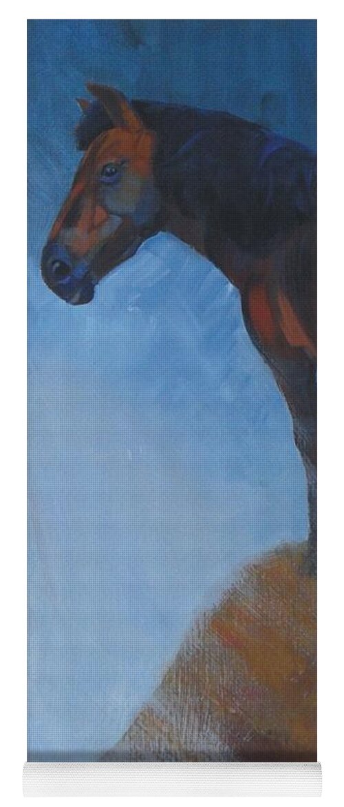 Moody Yoga Mat featuring the painting Horse by Mike Jory