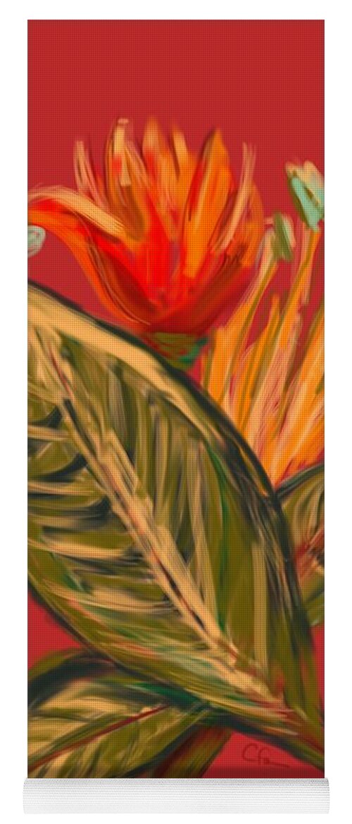 Floral Yoga Mat featuring the digital art Hot Tulip l by Christine Fournier