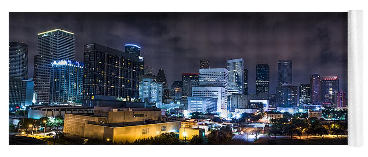 Houston House Yoga Mat featuring the photograph Houston City Lights by David Morefield