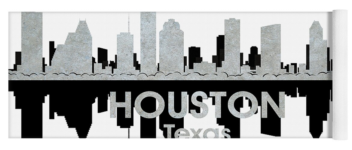 Houston Yoga Mat featuring the mixed media Houston TX 4 by Angelina Tamez