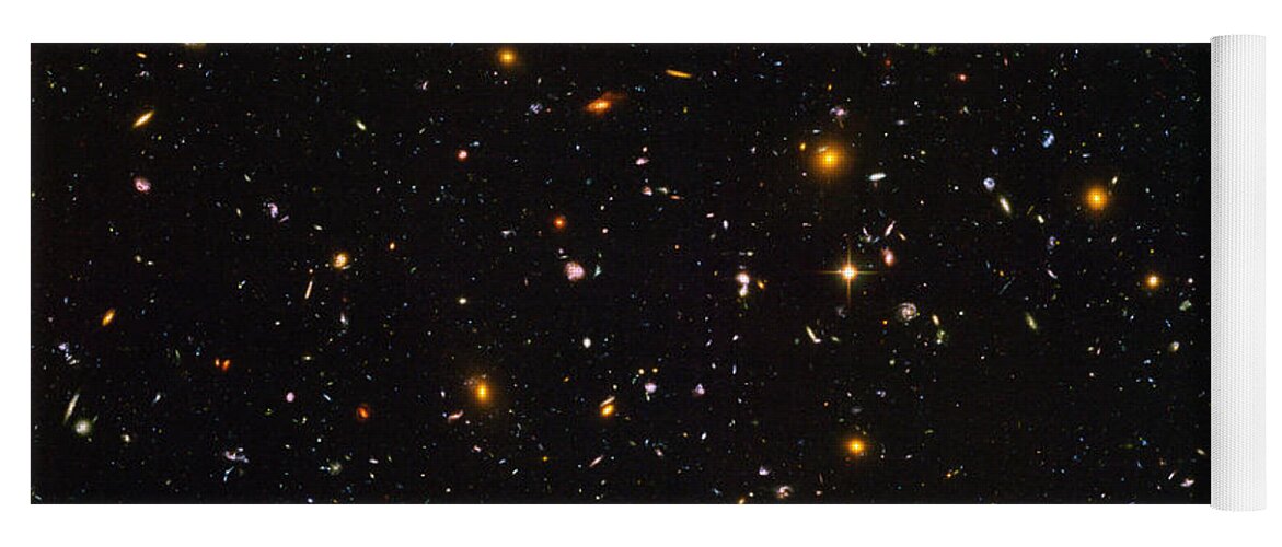 Galaxy Yoga Mat featuring the photograph Hubble Ultra Deep Field Galaxies by Science Source