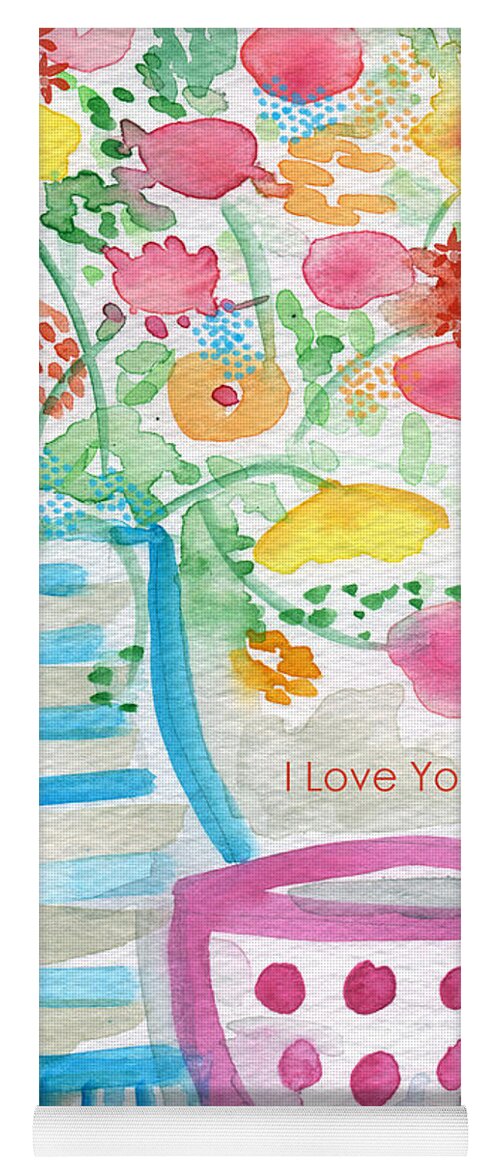 Flowers Yoga Mat featuring the painting I Love You Nana- floral greeting card by Linda Woods