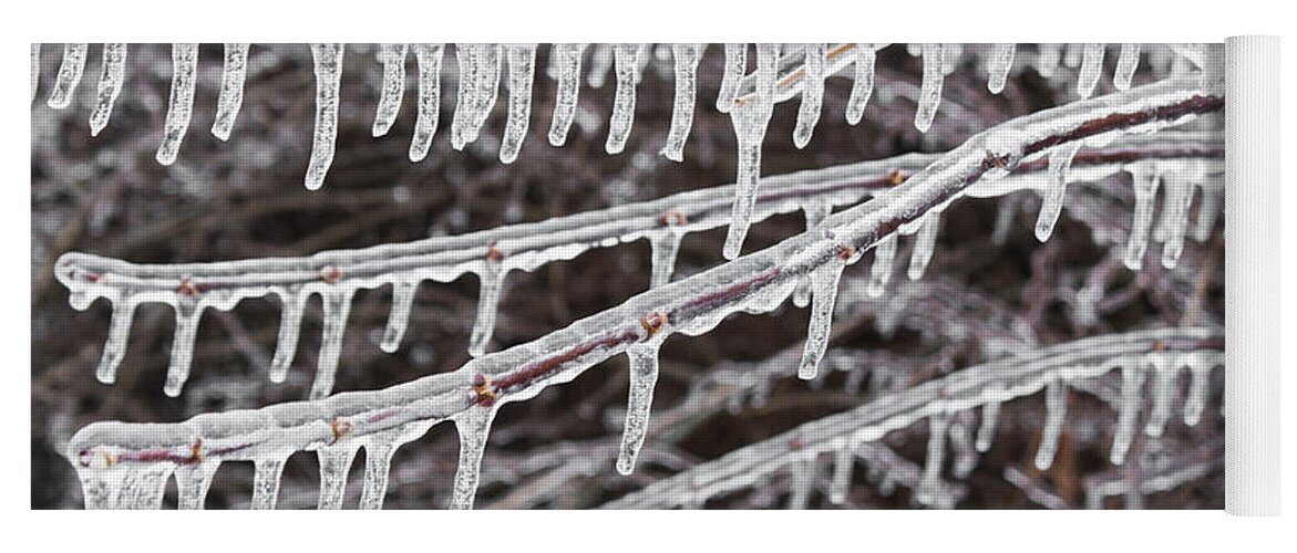 Icicle Yoga Mat featuring the photograph Ice Abstract 2 by Barbara McMahon