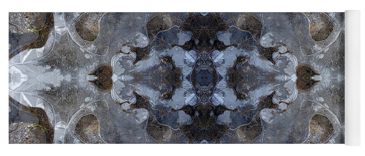 Cold Yoga Mat featuring the digital art Ice kaleidoscope 1 by Steve Ball