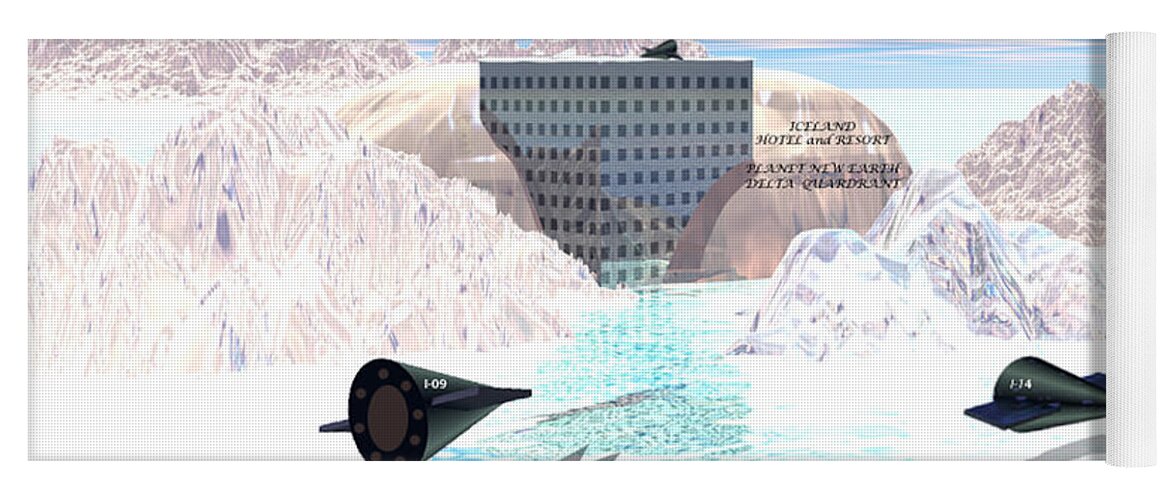 Scifi Yoga Mat featuring the digital art Iceland Hotel and Resort by Sarah McKoy