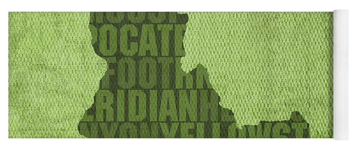 Idaho Boise Pocatello State Word Outline Map Usa Yellowstone Meridian Gem Northwest Potato Famous Yoga Mat featuring the mixed media Idaho State Word Art Map on Canvas by Design Turnpike