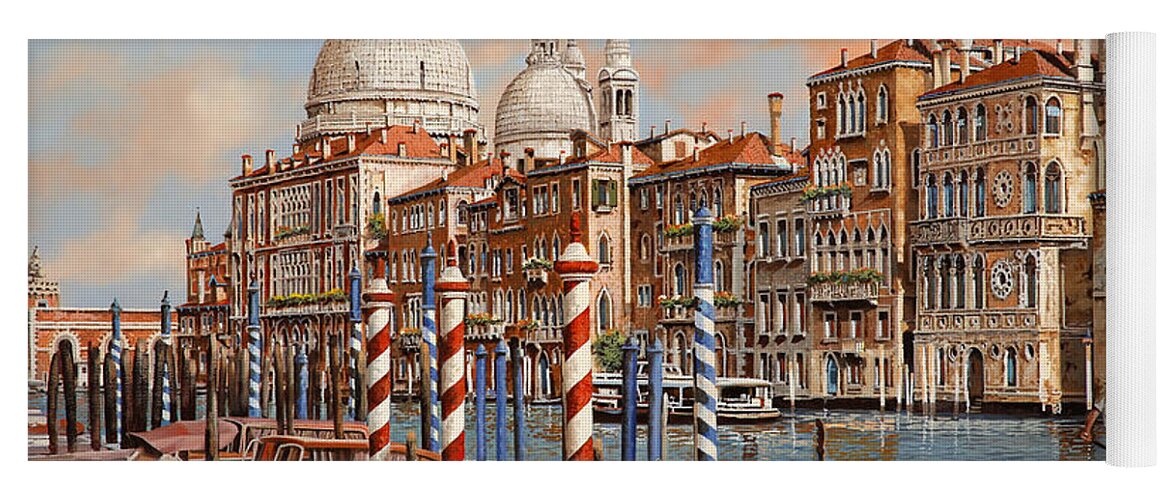 Venice Yoga Mat featuring the painting il Canal Grande e il gondoliere by Guido Borelli