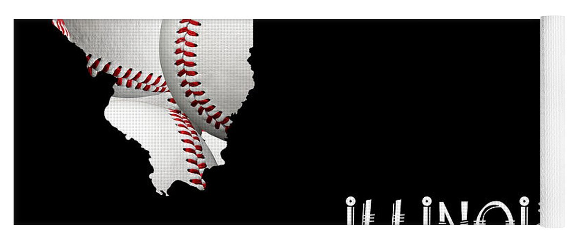 Andee Design Yoga Mat featuring the digital art Illinois Loves Baseball by Andee Design