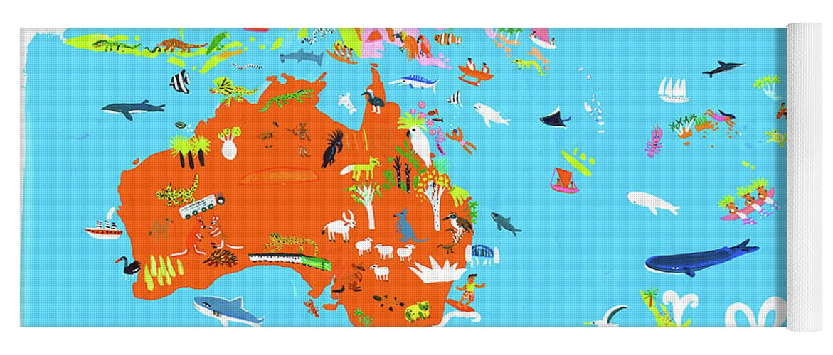 Abundance Yoga Mat featuring the photograph Illustrated Map Of Australasian by Ikon Ikon Images