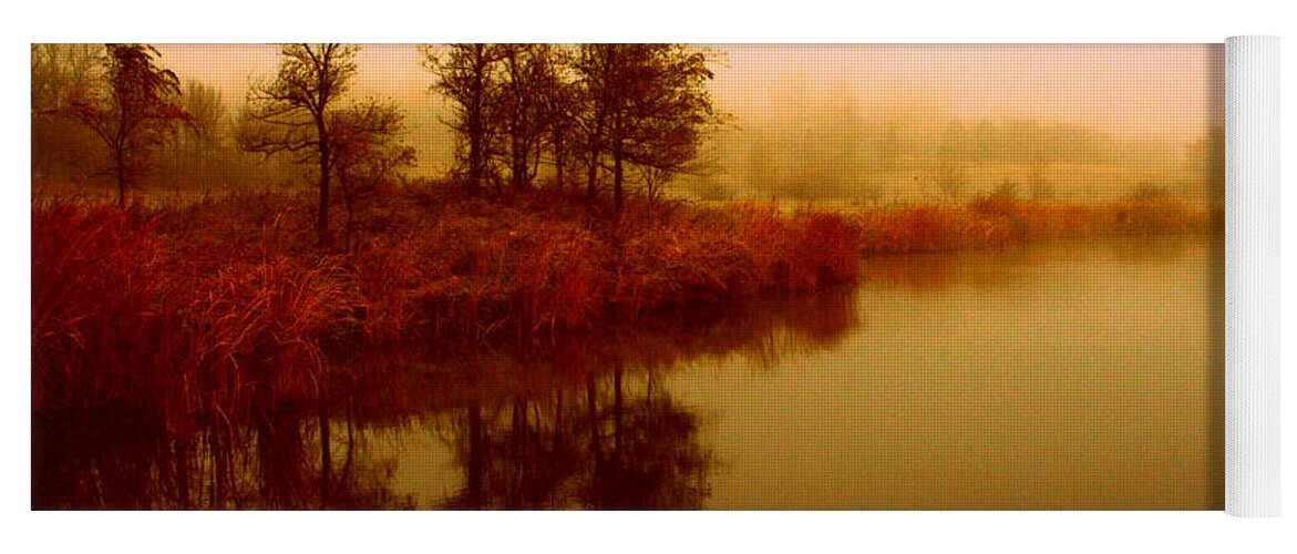 Fall Foggy Morning Yoga Mat featuring the photograph Impressionist Reflection by Julie Lueders 