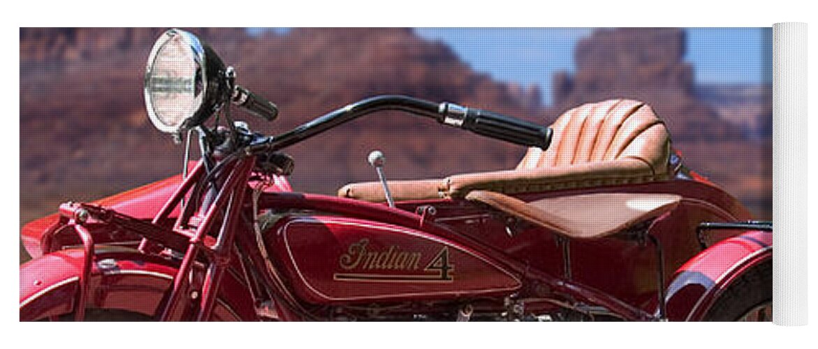Indian Motorcycle Yoga Mat featuring the photograph Indian 4 Sidecar 2 by Mike McGlothlen