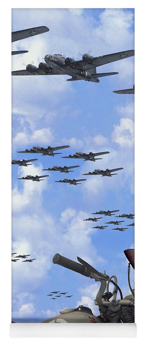 Ww2 Yoga Mat featuring the photograph Indian 841 and the B-17 Panoramic by Mike McGlothlen