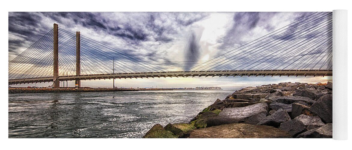 Indian River Bridge Yoga Mat featuring the photograph Indian River Bridge Clouds by Bill Swartwout