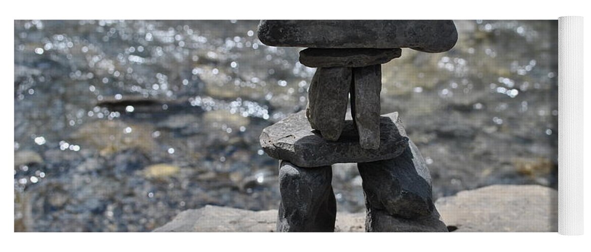 Inukshuk Yoga Mat featuring the photograph Inukshuk by the water by Jim Hogg