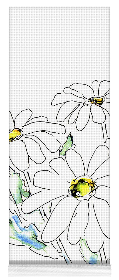 Daisy Yoga Mat featuring the drawing iPhone-Case-Flower-Daisy2 by Gordon Punt